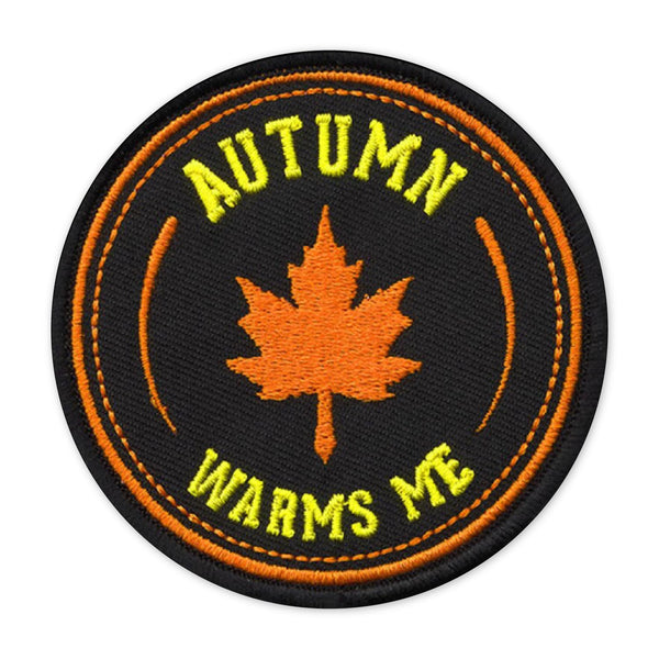 Round Autumn Warms Me Embroidery Applique Sweable Patches for Backpacks Jackets Shirts Jeans T Shirts Any Type Clothes Embroidered Patches ETC L x H 3 x 3 Inch