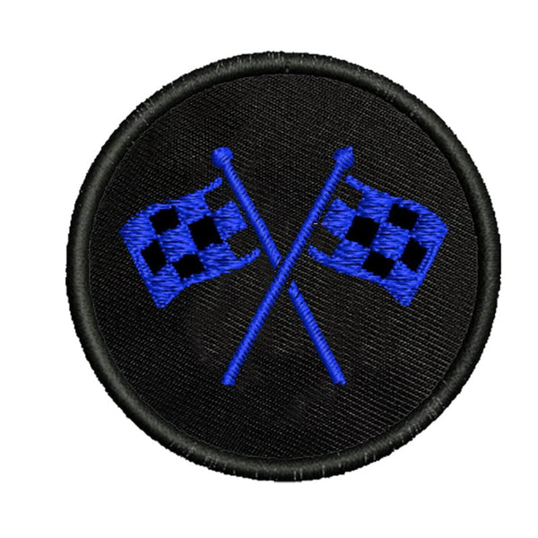 Racing Sport Checked Flag Embroidery Sewable Applique Patches for Clothes Men Boys Girls Jackets Jeans Bags Any Garments Etc L x H 2 x 2 Inch (Blue)