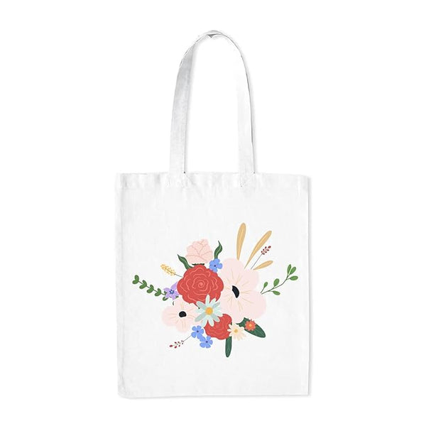 Creative Floral Canvas Tote Bags For Women, Stylish College Bag for Girls, Organic Cotton And Polyster Bag for Traveling & Daily Use | Gifts for Women L X H 38 X 43 Cms