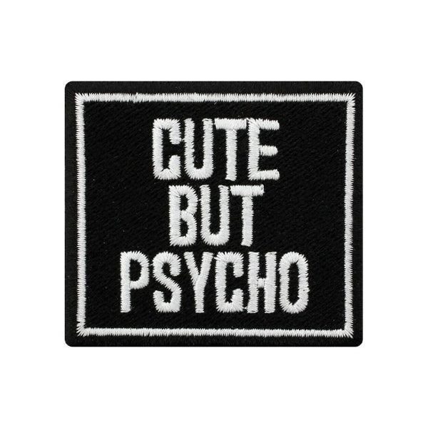 Cute But Psycho Sweable Embroidery Patches for - Shirts Jeans Bags Jackets T Shirts All Types of Garments Embroidered Patches ETC L x H 3 x 2.6 Inch