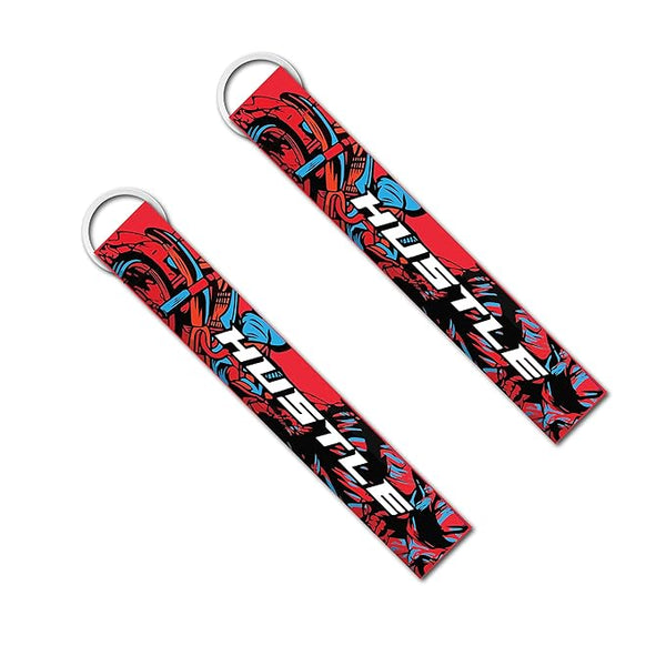 1Pcs Hustle Lanyard Keychain Holder Compatible For Bikes Riders Men's Women's Key Holder Key Tag Multicolored (6 x 1 Inches)