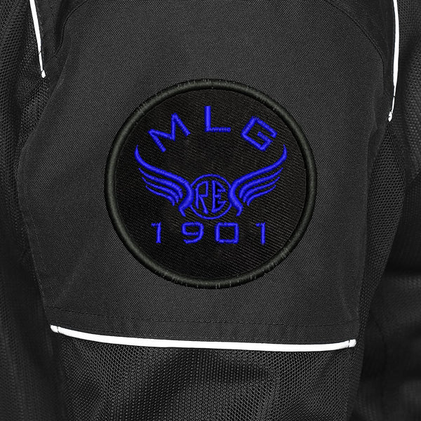 Re MLG 1901 Logo Embroidered Sweable Applique Patches Jackets Boys Girls Riders Jeans Bags Clothes Dress Any Garments L x H 3 x 3 Inch (Blue)