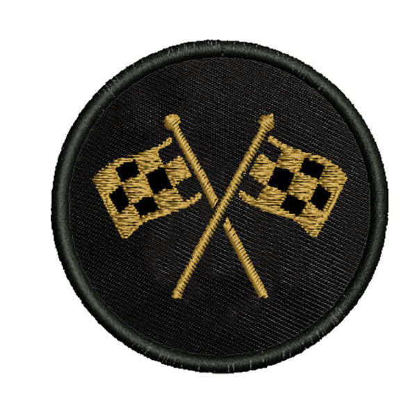 Racing Sport Checked Flag Embroidery Sewable Applique Patches for Clothes Men Boys Girls Jackets Jeans Bags Any Garments Etc L x H 2 x 2 Inch (Gold)