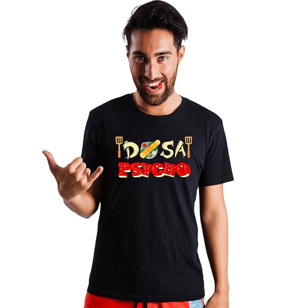 Tshirt for Men and Women - Half Sleeve - Round Neck t Shirt - Cotton t Shirt - Tamil Printed Tshirt - Casual t-Shirt - Black Color Tshirt (Dosa Psycho - Tamil Printed Tshirt)