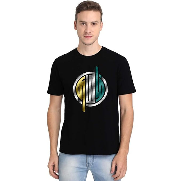 Tamizh Inverted Circle Lines Men Half Sleeve Black Tamil Fashion T-Shirt