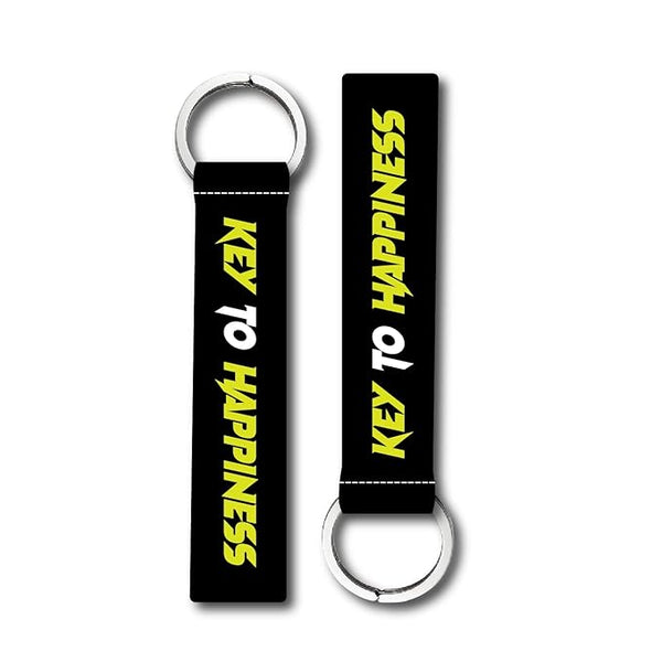 Fabric 1 Pcs Key To Happiness Lanyard Keychain Tag Holder For All Bikes Cars Rider Boys Girls Keychains Holder Multicolored (6 X 1 Inch)