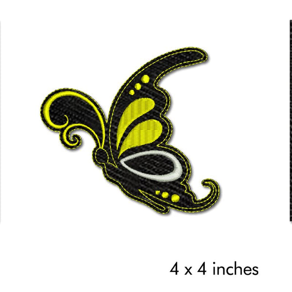 Beautiful Attractive Butterfly Embroidery Sweable Applique Patches for Girls Women's Denim Coat Jackets Kids Dress Clothes Any Garments Etc L x H 4 x 4 Inch (Yellow)