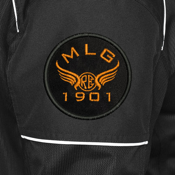 Re MLG 1901 Logo Embroidered Sweable Applique Patches Jackets Boys Girls Riders Jeans Bags Clothes Dress Any Garments L x H 3 x 3 Inch (Orange)