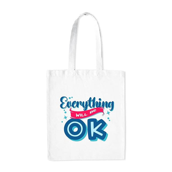 Good Vibes Only Medium Canvas Tote Bag for Women with Zip, Stylish Polyster Cotton Handbags College Grocery Handbags L X H 38 X 43 Cms