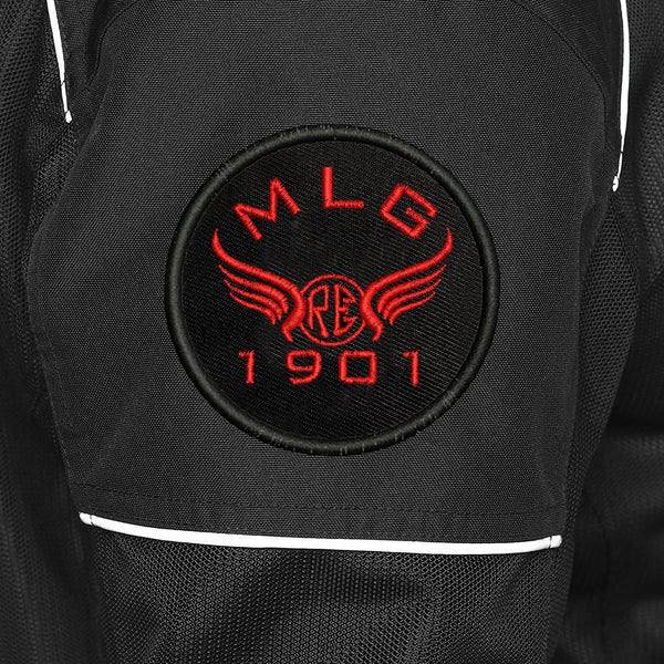 Re Mlg 1901 Logo Embroidered Sweable Applique Patches Jackets Boys Girls Riders Jeans Bags Clothes Dress Any Garments L x H 3 x 3 Inch (Red)