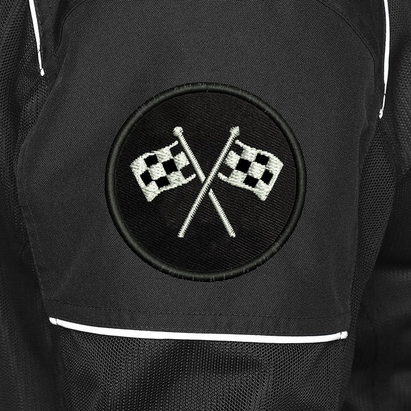 Racing Sport Checked Flag Embroidery Sewable Applique Patches for Clothes Men Boys Girls Jackets Jeans Bags Any Garments Etc L x H 2 x 2 Inch (White)