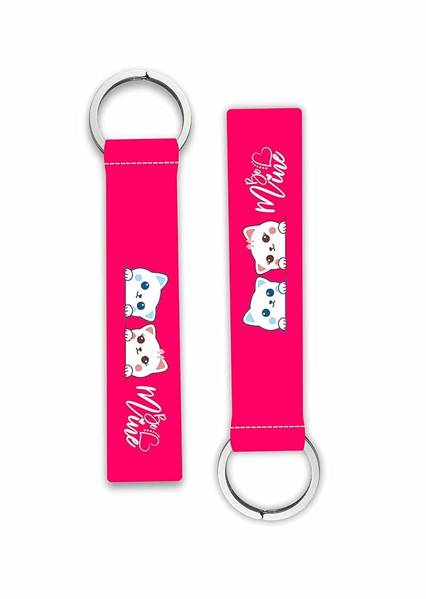 1Pcs Mine Cute Couple Cats Lanyard keychain Holder Cars Bikes Scooters Riders Men's Women's Key Holder Key Tag Multicolored (6 x 1 Inches)