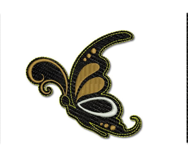 Beautiful Attractive Butterfly Embroidery Sweable Applique Patches for Girls Women's Denim Coat Jackets Kids Dress Clothes Any Garments Etc L x H 4 x 4 Inch (Gold)