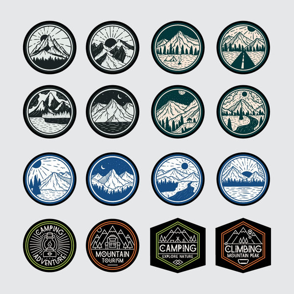 16PCs Travel Adventure Mountain Printed Iron Patches Dress Clothes Any Garments Jeans T Shirt Bags Caps Dress Girls Boys Multicolored