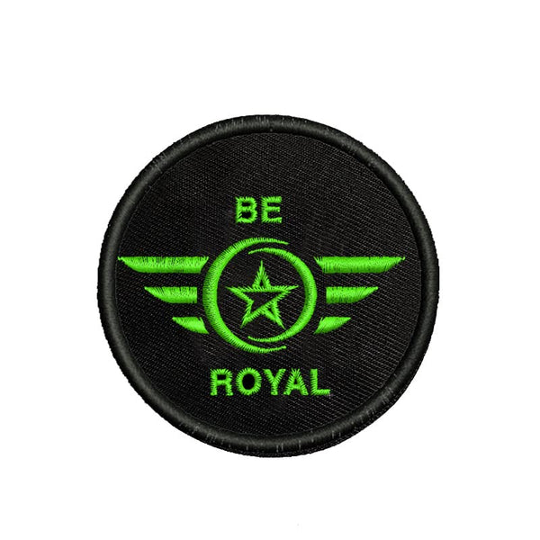 Embroidered Sweable Applique Be Royal Wings Logo Theme Patches for Jackets Riders Boys Girls Jeans Bags Clothes Dress Any Garments L x H 3 x 3 inch (Green)