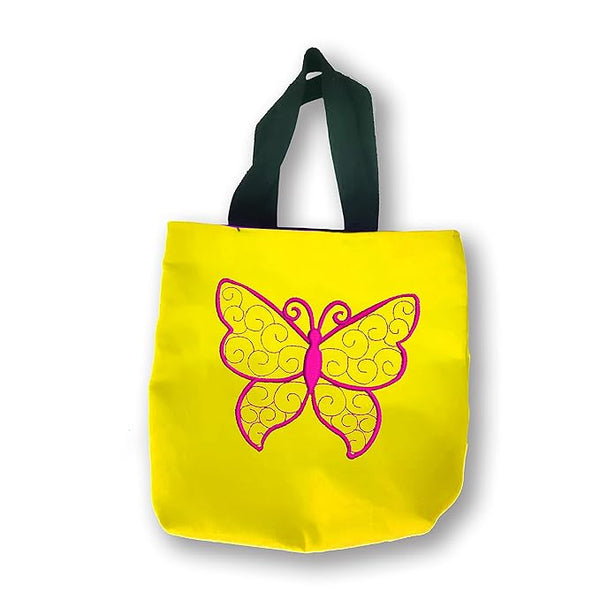 Cotton Tote Bag With Butterfly Embriodery for Women Ladies & Girls with Zip & Pocket College,Office & Shopping Handbags