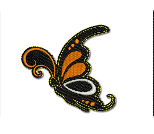 Beautiful Attractive Butterfly Embroidery Sweable Applique Patches for Girls Women's Denim Coat Jackets Kids Dress Clothes Any Garments Etc L x H 4 x 4 Inch (Orange)