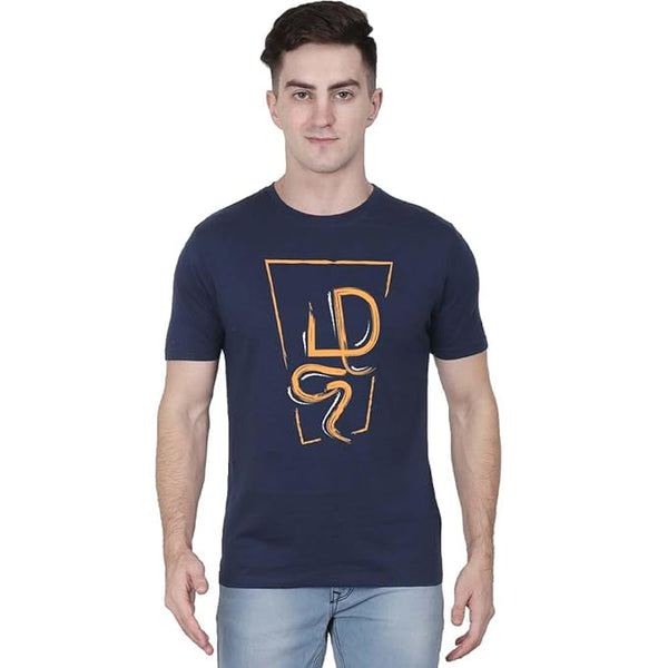 Zhagaram Boxed Men Half Sleeve Navy Blue Tamil Fashion T-Shirt
