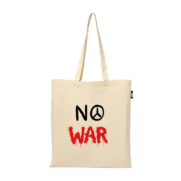 No War Quotes Reusable Printed Tote Bag | 100% Organic Cotton Shopping Grocery Tote Bag Women Office College Grocery,Vegetable Bags Market,Canvas Bag 15kgs Capacity (13 x 15.7 Inch)