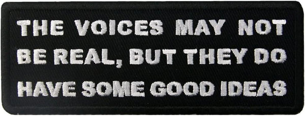 The Voice May Not Be Real Quotes Embroidery Sewable Decorative Repair Patches Clothes Jackets Jeans Bags Caps Boys Girls Any Garments Etc L x H 4 X 1.5 inches