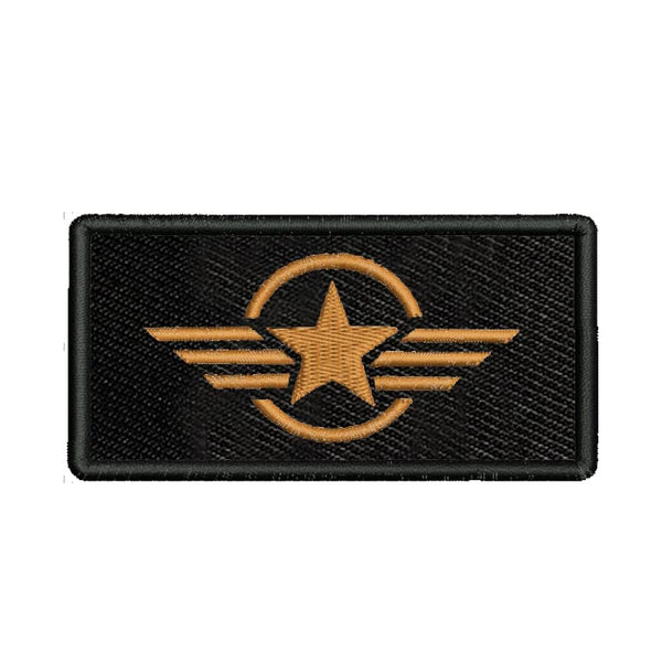 Wings Stars Embroidered Sweable Applique Patches for Jackets Riders Boys Girls Jeans Bags Clothes Any Garments Etc L x H 4 x 2 inches (Gold)