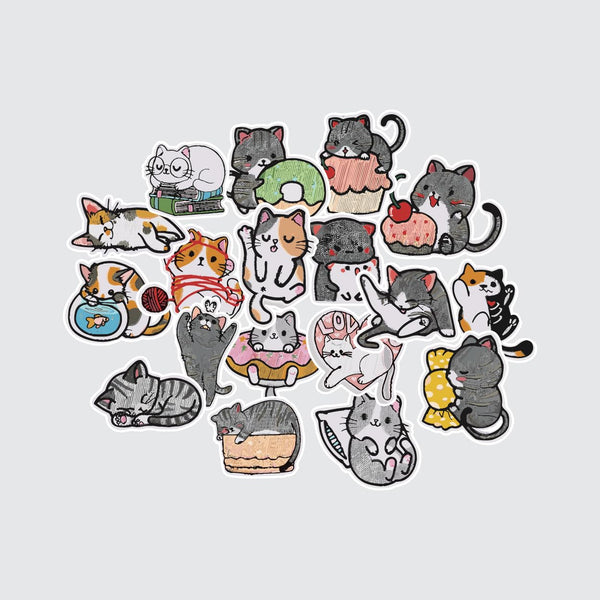 18Pcs Cartoon Cute Cat Printed Iron Patches Clothes Any Garments T Shirt Bags Caps Dress Girls Boys Multicolored