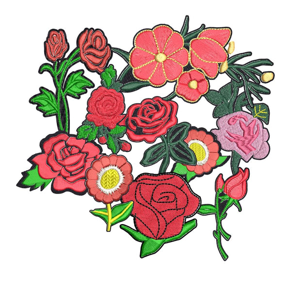 PCs Flowers Sewing on/Iron on Embroidered Patches for Clothes Hat Jeans Bag Wallet Sewing Decorating DIY Craft Applique Patches