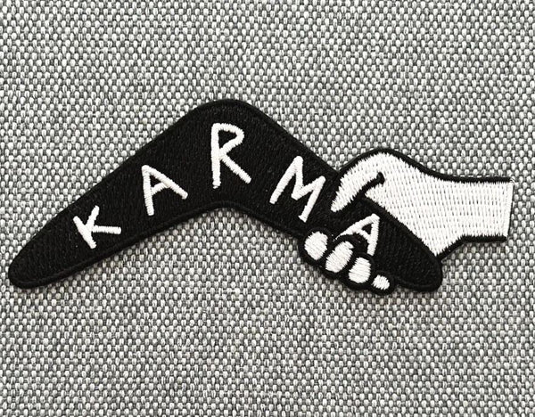 Karma Patches Embroidered Sweable Applique Patches Jackets Riders Boys Girls Jeans Clothes Any Garments Etc L x H 3 x 2 inches Medium Multiclored