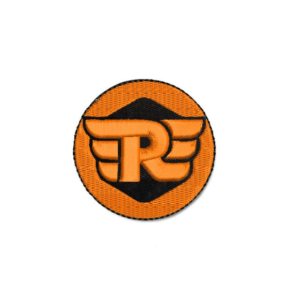 R Logo Embroidery Patches for Boys Girls Riders Jackets Jeans Bags Clothes Any Garments Etc L x H 2.5 x 2.5 inches (Orange)