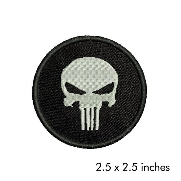 Skull Theme Embroidered Sweable Applique Patches for Jackets Boys Girls Riders Jeans Bags Clothes Dress Any Garments L x H 2.5 x 2.5 Inch (White)