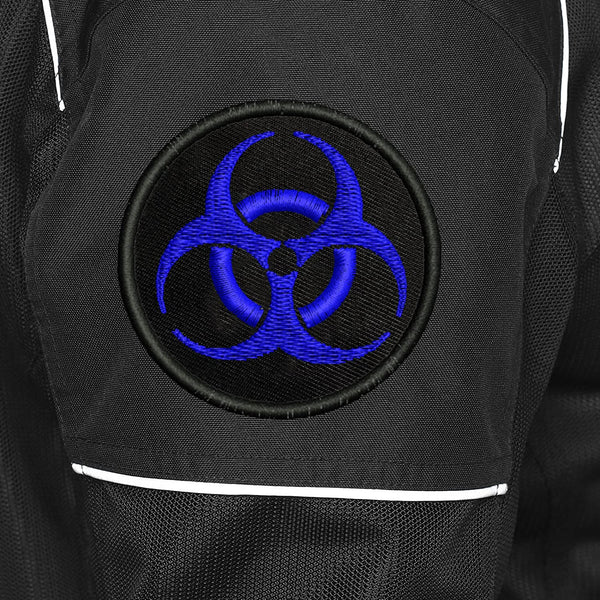 Danger Biohazard Logo Embroidered Sweable Applique Patches Jackets Jeans Bags Clothes Dress Any Garments L x H 2.5 x 2.5 Inch (Blue)