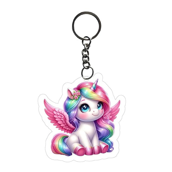 1PCS Unicorn Keychain For Kids Girls | Aesthetic Bike,Bag Key Tag Keyrings for Home Office Multicolored