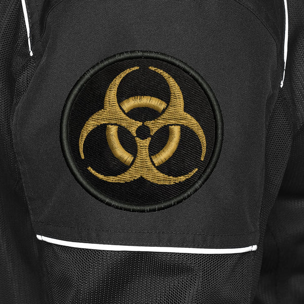 Danger Biohazard Logo Embroidered Sweable Applique Patches Jackets Jeans Bags Clothes Dress Any Garments L x H 2.5 x 2.5 Inch (Gold)