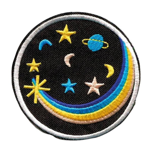 Shooting Star Embroidered Patches for Jackets Clothings | Sew on/Iron On Solar Space Applique Patches (3 x 3 Inch)