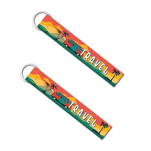 1Pcs Vintage Travel Riders Lanyard Keychain Holder Compatible For Bikes Riders Men's Women's Key Holder Key Tag Multicolored (6 x 1 Inches)