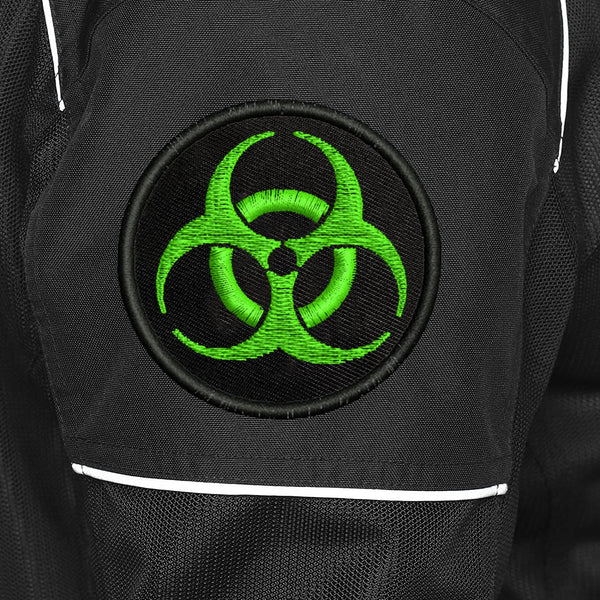 Danger Biohazard Logo Embroidered Sweable Applique Patches Jackets Jeans Bags Clothes Dress Any Garments L x H 2.5 x 2.5 Inch (Green)