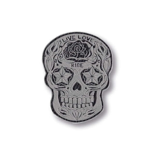 Skull Embroidery Patches for Riders Jackets Men Boys Garments Clothes Etc Applique Patches (Live Love Ride Skull)