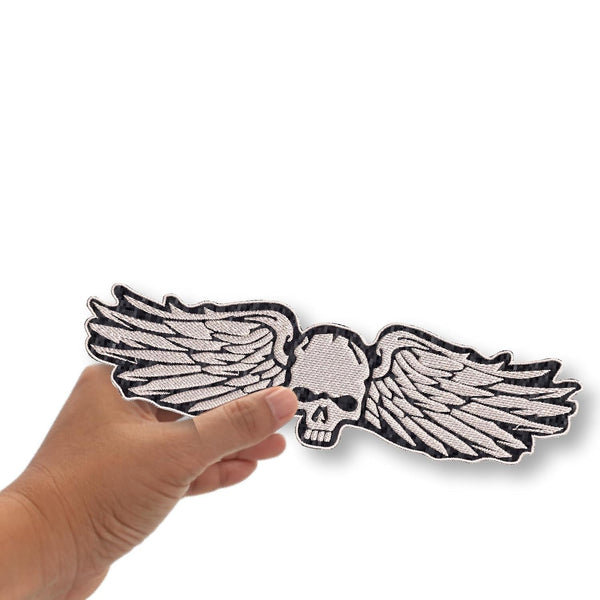 Skull Embroidery Patches for Riders Jackets Men Boys Garments Clothes Etc Applique Patches (Skull Wings)