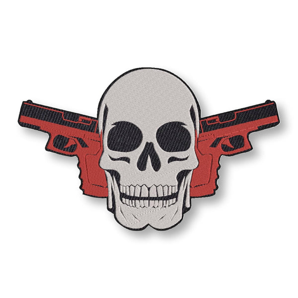 Skull Embroidery Patches for Riders Jackets Men Boys Garments Clothes Etc Applique Patches (Skull Gun)