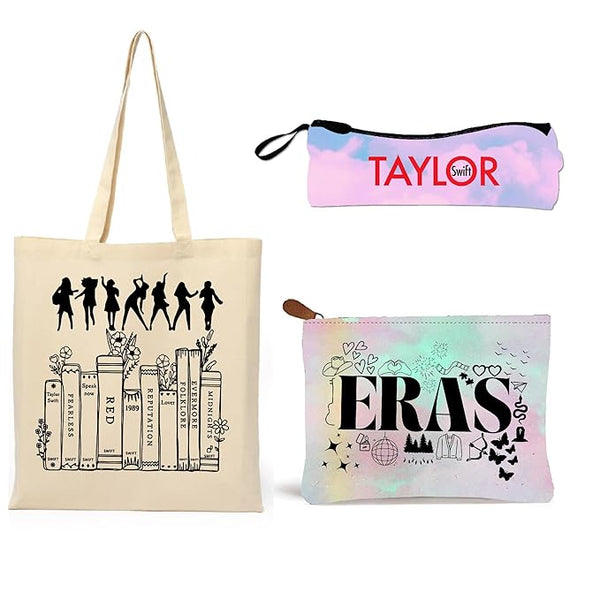 Combo Set Taylor Swiftzz | Tote Bag, Pencil Pouch,Purse for Womens College School Girls