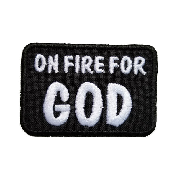 On Fire for God Sweable Embroidery Applique Patches for Bags Jeans Jackets Clothes T Shirts Shirts Any Clothes ETC L x H 3 x 2 Inch