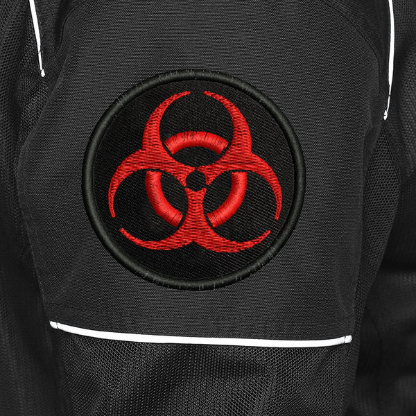 Danger Biohazard Logo Embroidered Sweable Applique Patches Jackets Jeans Bags Clothes Dress Any Garments L x H 2.5 x 2.5 Inch (Red)