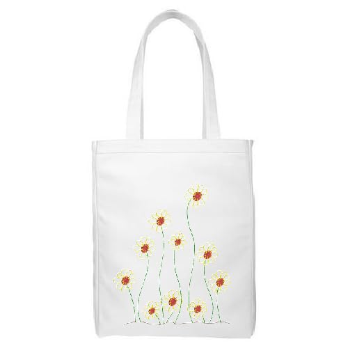 Sunflower Personalized Embroidery Tote Bag, Customized Reusable Handbag for Women and Girls, Design with Free Personalization Thread DIY Crafts,Hand Embroidery