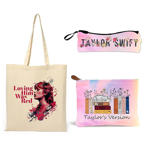 Combo Set Taylor Swiftzz Tote Bag, Pencil Pouch,Pouch for Womens College School Girls Travel