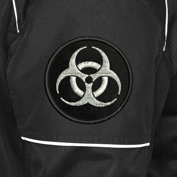 Danger Biohazard Logo Embroidered Sweable Applique Patches Jackets Jeans Bags Clothes Dress Any Garments L x H 2.5 x 2.5 Inch (White)