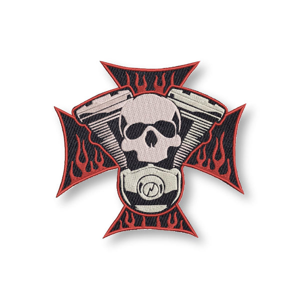 Skull Cross Engine Fire Embroidery Sweable Applique Patches for Riders Jackets Boys Men Women Girls Clothes Garments Etc L x H 7 x 7 inch