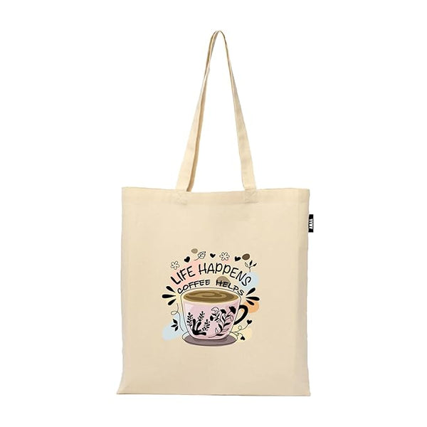 Quotes Printed Tote Bag | 100% Cotton Shopping Grocery Tote Bag Women Office College Grocery,Vegetable Bags Market, Canvas Bag 15kgs Capacity (13 x 15.7 Inch)