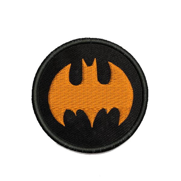 Superhero Logo Embroidered Sweable Applique Patches Boys Girls Kids Riders Jackets Boys Jeans Bags Clothes Any Garments Etc L x H 2.5 x 2.5 Inches (Orange)