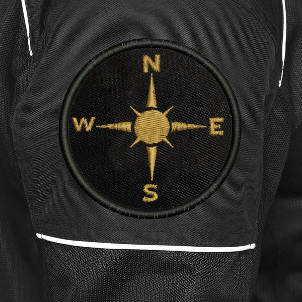 NSWE Adventure Mountain Compass Embroidered Sweable Applique Patches for Riders Jackets Boys Girls Clothes Any Dress Etc L x H 3 x 3 inch (Gold)