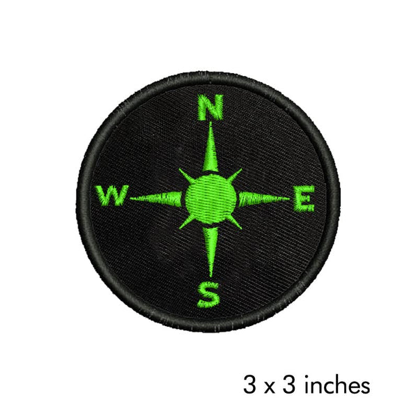 NSWE Adventure Mountain Compass Embroidered Sweable Applique Patches for Riders Jackets Boys Girls Clothes Any Dress Etc L x H 3 x 3 inch (Green)